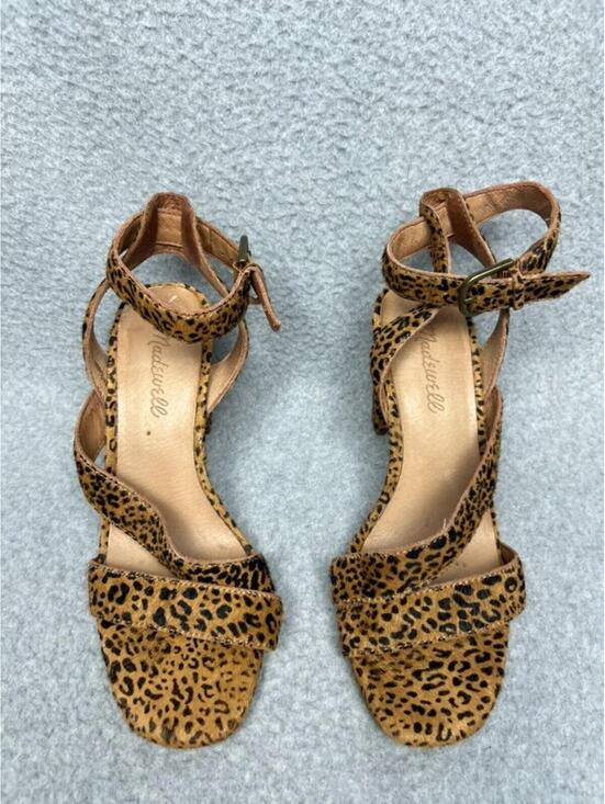 Madewell Shoes - Madewell The Liv Sandal Mini Leopard Calf Hair Leather Strappy Block Heels 7